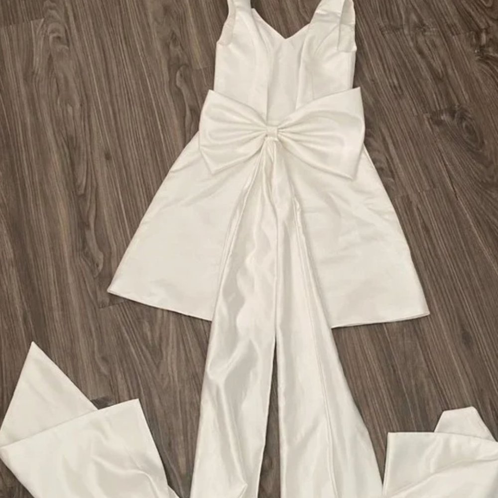 Custom Bridal Dress with Attached Bow